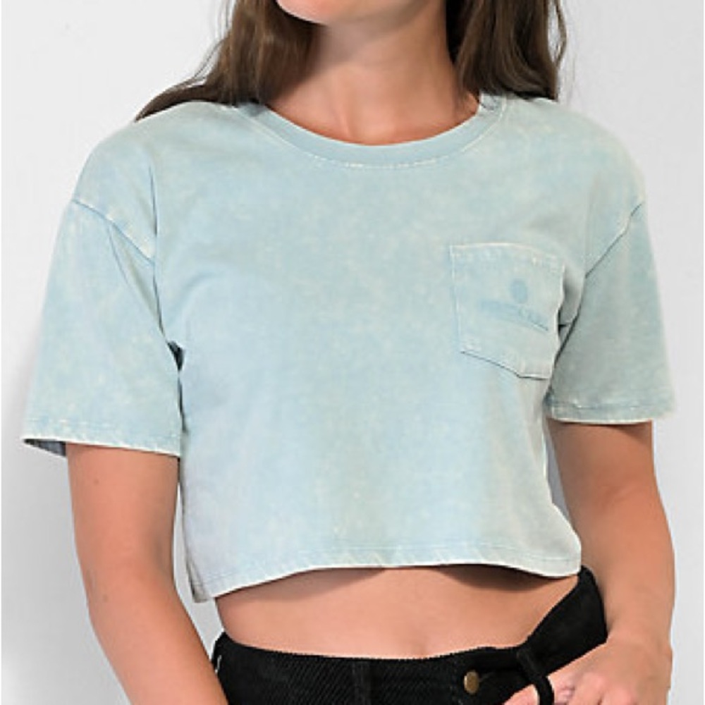 Blue Short Sleeve Cropped Tee